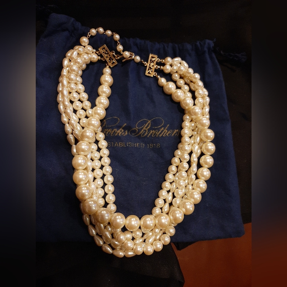 Brooks Brothers pearl necklace/choker - multi strand 19.5"